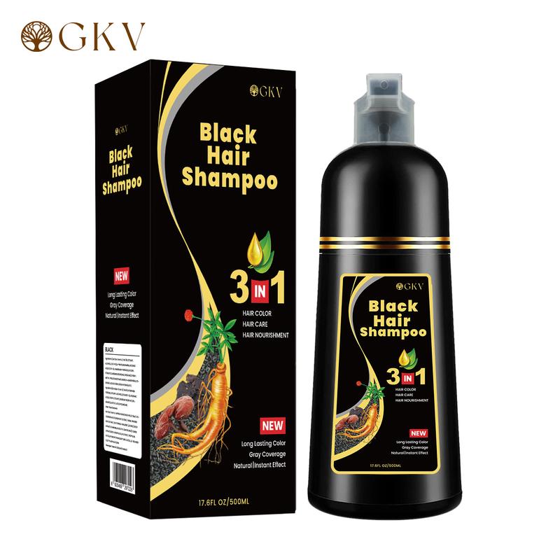 GKV-Hair dye Shampoo, Quick hair dye,hair care,Fruity aroma-Black & Brown-3-In-1 Color Plant extracts-Long Lasting 500 Ml