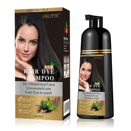 Black 3 in 1 dye shampoo for hair +99.9% Gray Hair Coverage Color Shampoo Hair Dye Shampoo For Gray Hair Coverage For Women & Men Herbal Ingredients Haircare Bowl Dark Brown