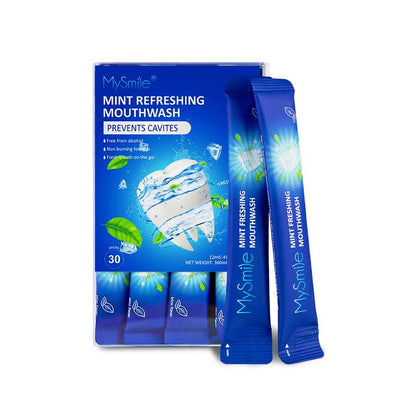 MySmile Travel Size Mouthwash Packets - Teeth Whitening Mouthwash - TSA Approved Mouthwash Bulk - Liquid Mint Flavored - Alcohol Free Mouthwash for Fresh Breath - 30 Uses tiktok shop pulling oil