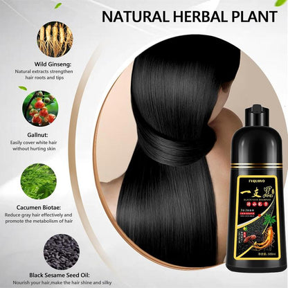 Unisex 500ml Black Hair Shampoo Instant 3 in 1 +99.99% Gray Hair Coverage-Herbal Ingredients- Multiple Colors Available Plant Hair Dye Haircare Summer Gift