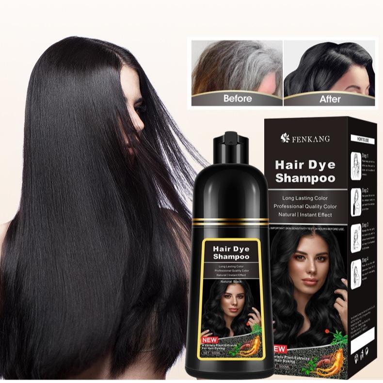 Black Hair Dye Shampoo Instant 3 in 1 +100% Grey Coverage Dark Brown Light Brown Natural Black 3 Color Herbal Ingredients Plant extracts Long Lasting