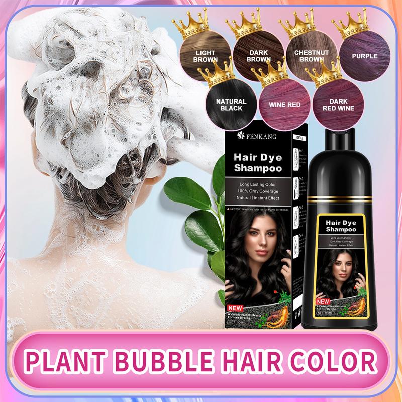 Black Hair Dye Shampoo Instant 3 in 1 +100% Grey Coverage Dark Brown Light Brown Natural Black 3 Color Herbal Ingredients Plant extracts Long Lasting