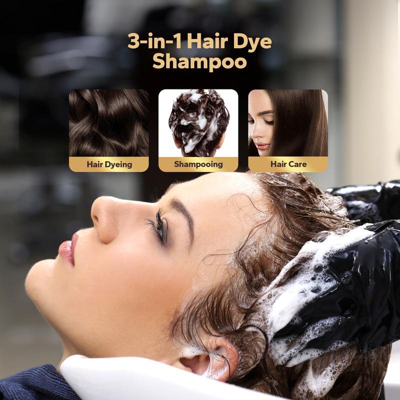 Hair Dye Shampoo-Black Hair Color Shampoo Instant 3 in 1 +99% Gray Hair Coverage - Herbal Ingredients - Multiple Colors Available