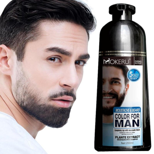 Men's Beard Color Shampoo Instant 5Mins Dye Black for Mustache Beard Darkening Hair Dye Haircare