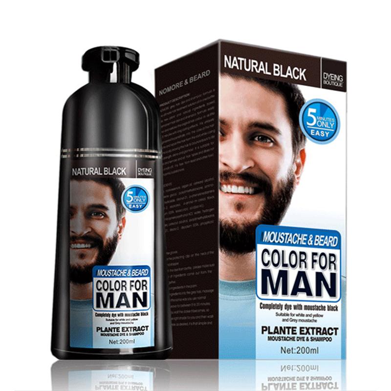 Men's Beard Color Shampoo Instant 5Mins Dye Black for Mustache Beard Darkening Hair Dye Haircare