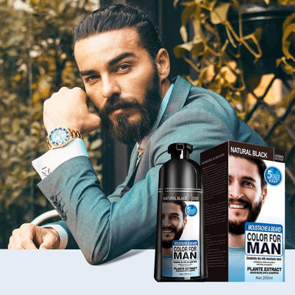 Men's Beard Color Shampoo Instant 5Mins Dye Black for Mustache Beard Darkening Hair Dye Haircare