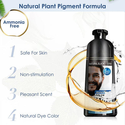 Men's Beard Color Shampoo Instant 5Mins Dye Black for Mustache Beard Darkening Hair Dye Haircare