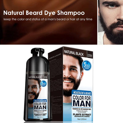 Men's Beard Color Shampoo Instant 5Mins Dye Black for Mustache Beard Darkening Hair Dye Haircare