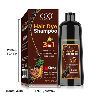 Hair Dye Shampoo - 3 in 1 Instant Hair Color Shampoo for Gary Hair - for Women & Men-100% Grey Coverage - Herbal Ingredients Hair Coloring Shampoo in Minutes 500ML/100ml