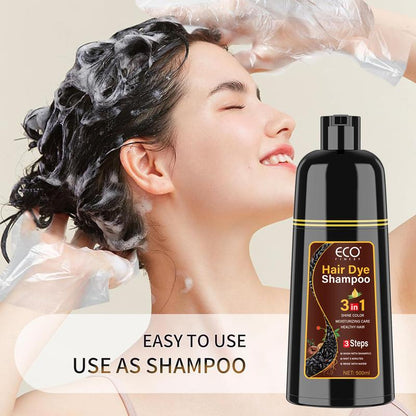 Hair Dye Shampoo - 3 in 1 Instant Hair Color Shampoo for Gary Hair - for Women & Men-100% Grey Coverage - Herbal Ingredients Hair Coloring Shampoo in Minutes 500ML/100ml