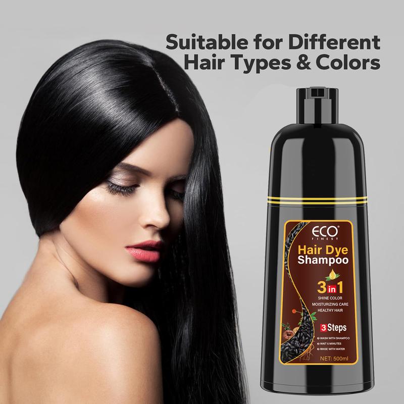 Hair Dye Shampoo - 3 in 1 Instant Hair Color Shampoo for Gary Hair - for Women & Men-100% Grey Coverage - Herbal Ingredients Hair Coloring Shampoo in Minutes 500ML/100ml