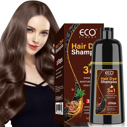 Hair Dye Shampoo - 3 in 1 Instant Hair Color Shampoo for Gary Hair - for Women & Men-100% Grey Coverage - Herbal Ingredients Hair Coloring Shampoo in Minutes 500ML/100ml