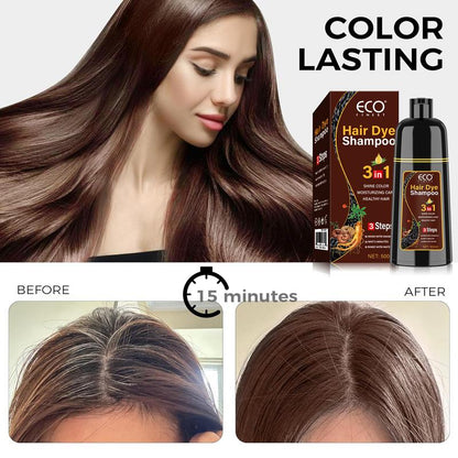 Hair Dye Shampoo - 3 in 1 Instant Hair Color Shampoo for Gary Hair - for Women & Men-100% Grey Coverage - Herbal Ingredients Hair Coloring Shampoo in Minutes 500ML/100ml