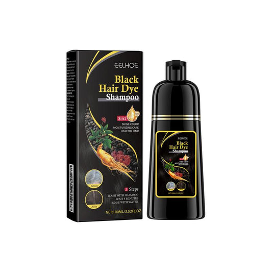 Magic Instant Black Hair Dye Shampoo - 3 in 1 | Long-Lasting Gray Coverage | Nourishing Ginseng Moisturizing Formula | Gentle Haircare, Travel Size 100ml