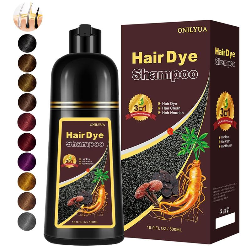 Instant Black Hair Dye Shampoo 3 in 1, +100% Grey Coverage -Herbal ingredients