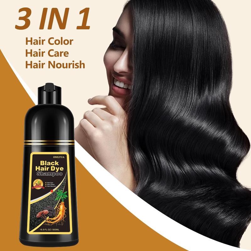 Instant Black Hair Dye Shampoo 3 in 1, +100% Grey Coverage -Herbal ingredients