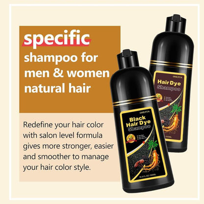 Instant Black Hair Dye Shampoo 3 in 1, +100% Grey Coverage -Herbal ingredients