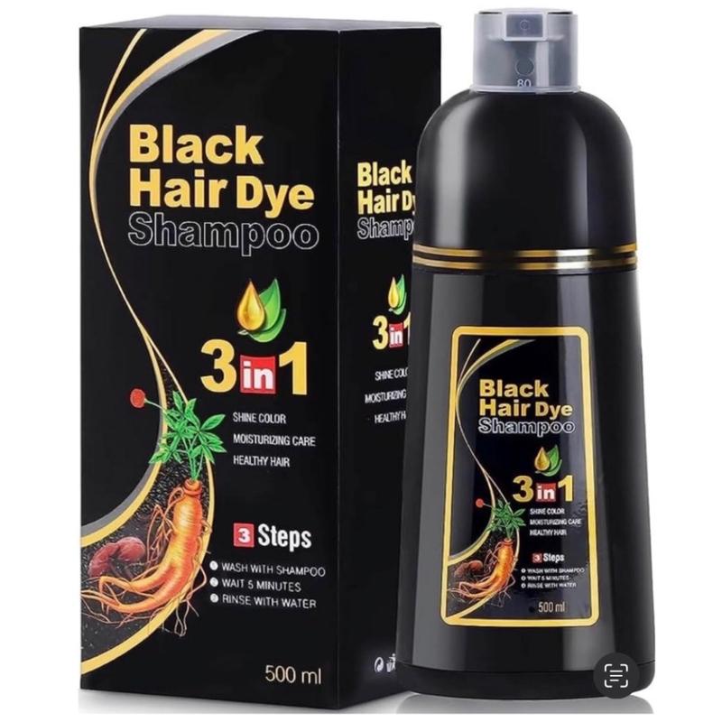 Black Hair Dye Shampoo Instant 3 in 1 +100% Grey Coverage - Herbal Ingredients-500ML Haircare Color