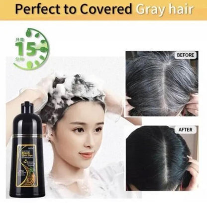 Black Hair Dye Shampoo Instant 3 in 1 +100% Grey Coverage - Herbal Ingredients-500ML Haircare Color