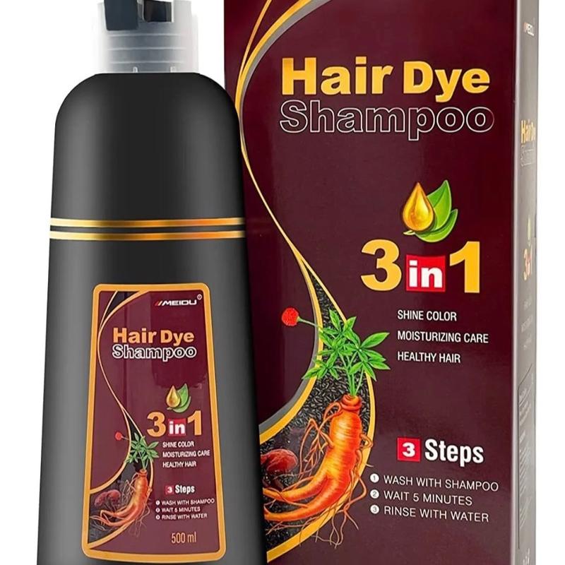 Black Hair Dye Shampoo Instant 3 in 1 +100% Grey Coverage - Herbal Ingredients-500ML Haircare Color