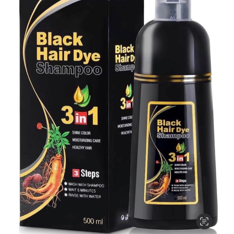 Black Hair Dye Shampoo Instant 3 in 1 +100% Grey Coverage - Herbal Ingredients-500ML Haircare Color