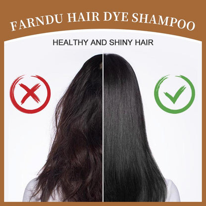 FARNDU-Hair dye Shampoo,hair color shampoo, Quick hair dye,Black & Brown Fruity aroma -3-In-1 Color Plant extracts-Long Lasting 400 Ml Ammonia-Free