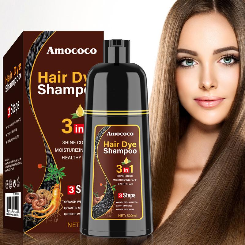 Hair Dye Shampoo for Gray Hair 3 in 1 - Herbal Ingredients Instant Color Shampoo Hair Dye for Women & Men 100% Coverage Shampoo 500ml/100ml