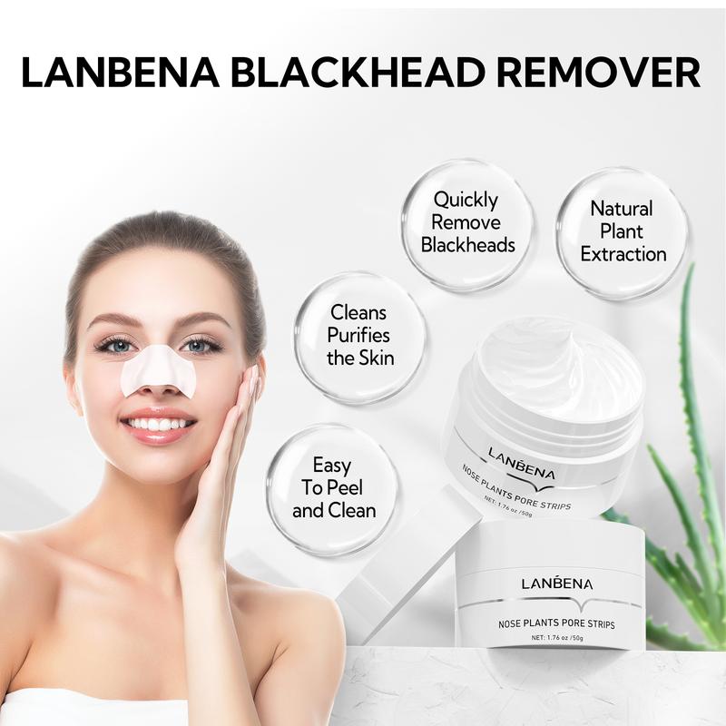 LANBENA Nose Strips for Blackheads (1.76 Oz), 100 pcs Nose Plants Pore Strips, Blackhead Remover Mask, NOTE: Place Bottle in Boiling Water for 5 min to Soften Dry/Solid Cream