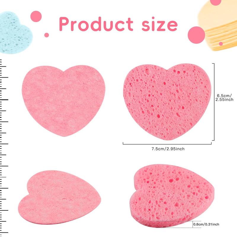 10-Count Heart Shape Compressed Facial Sponges, Natural Cosmetic Spa Sponges for Facial Cleansing for Daily Facial Cleansing, Exfoliating Mask, Makeup Remover. Ideal for Home and Travel