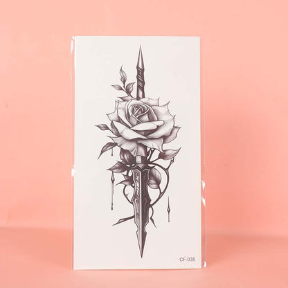 Rose Pattern Fake Tattoo Sticker, 2pcs/set Temporary Tattoo For Women & Men, Waterproof Fake Tattoo Sticker, Body Art Sticker