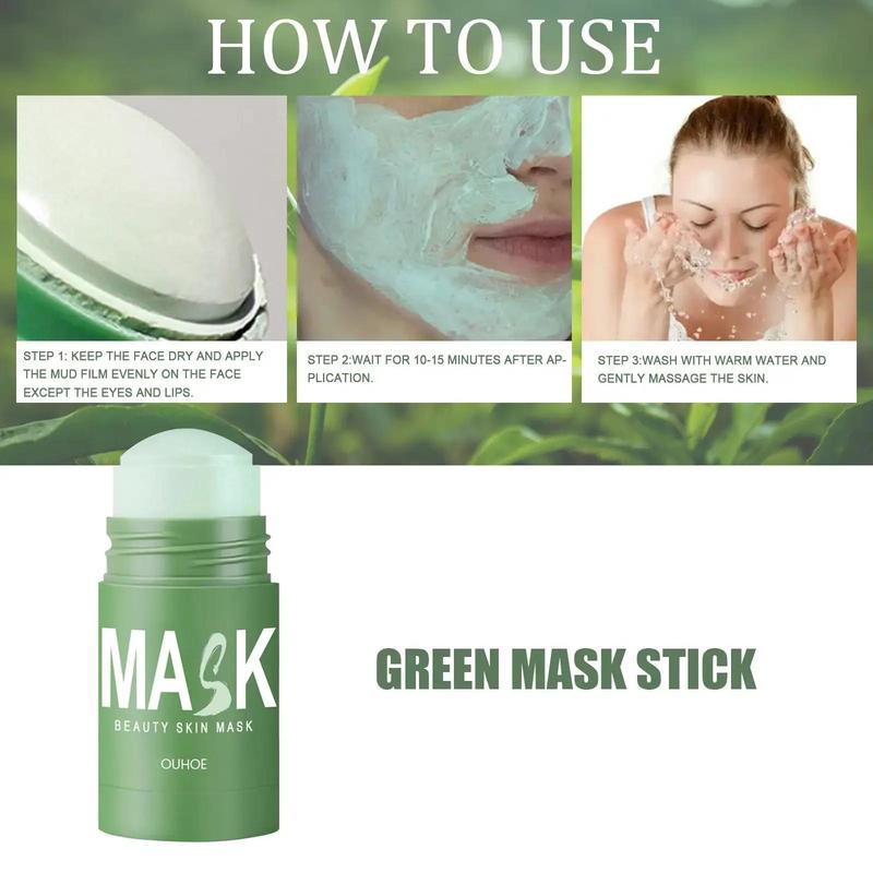 Green Tea Cleansing Face Mask Stick, 1 Count Pore ??Tightening Mask Stick, Facial Deep Purifying Skin Care Mask