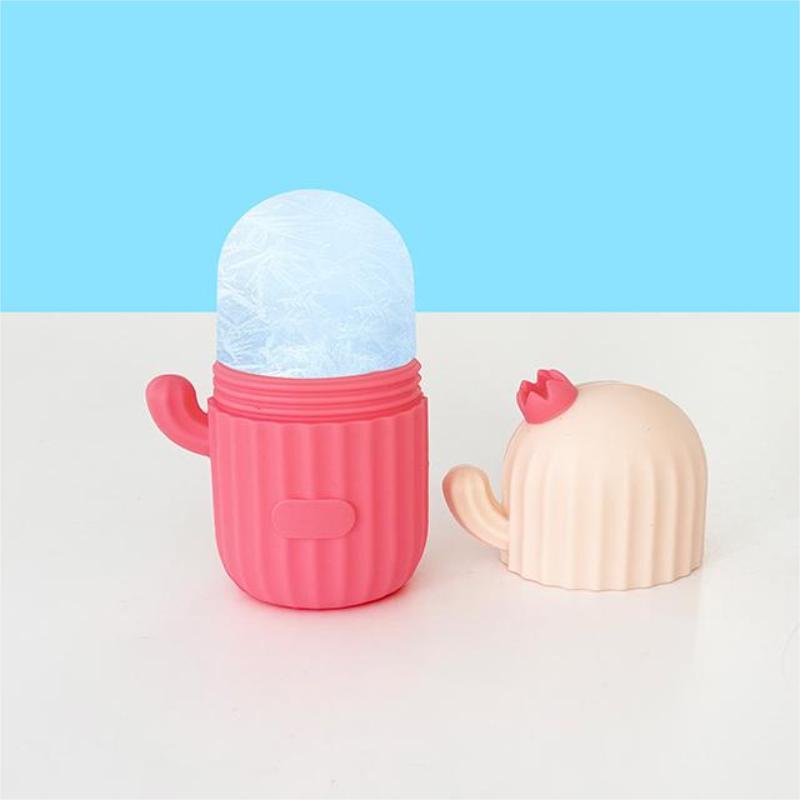 Comfort?Cartoon Cactus Design Ice Roller, Silicone Ice Cube Mold, Ice Ball Maker for Face & Body, Face Skincare Tools