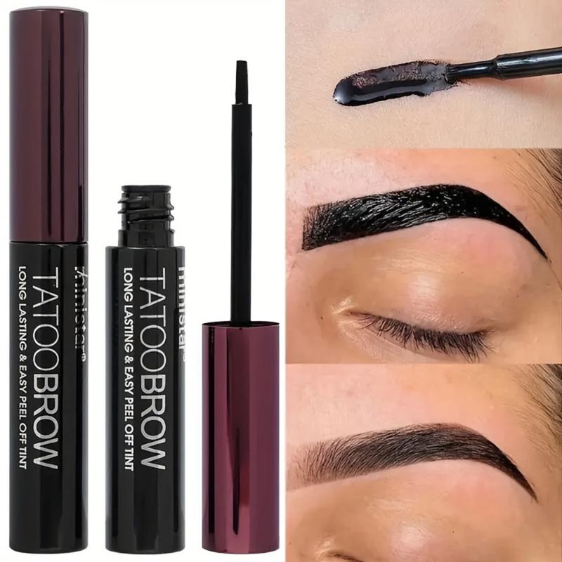 Semi-Permanent Eyebrow Gel - Waterproof, Long-Lasting Black Brown Tattoo, Easy Peel-Off, Sweatproof Brow Tint for Flawless Brows