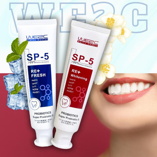 WE2C sp5 Whitening Toothpaste Teeth Cleaning Toothpaste Remove Plaque Remove Stains Oral Ordor Cleaning Bright Teeth Fresh Breath, Jasmine, Mint Gum Protection Foam Foaming SP5 Cleansing Gentle Probiotic