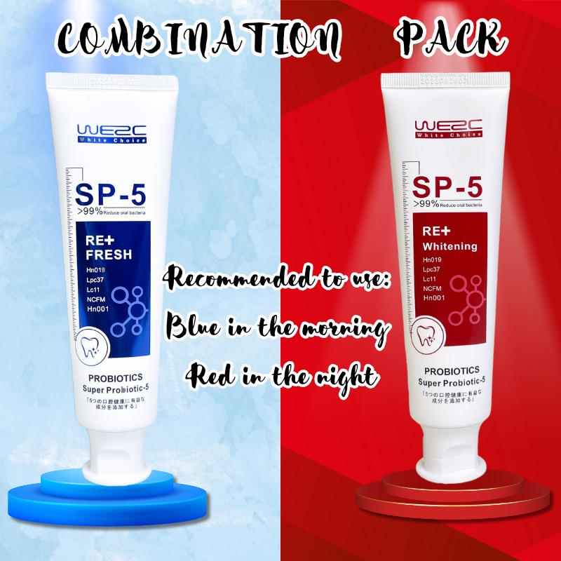 WE2C sp5 Whitening Toothpaste Teeth Cleaning Toothpaste Remove Plaque Remove Stains Oral Ordor Cleaning Bright Teeth Fresh Breath, Jasmine, Mint Gum Protection Foam Foaming SP5 Cleansing Gentle Probiotic