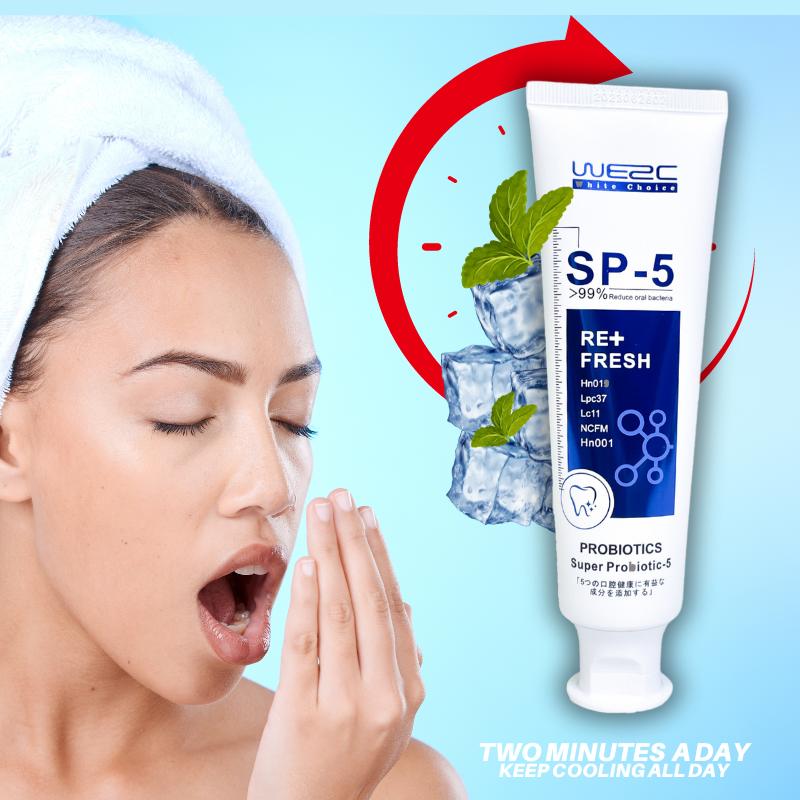 WE2C sp5 Whitening Toothpaste Teeth Cleaning Toothpaste Remove Plaque Remove Stains Oral Ordor Cleaning Bright Teeth Fresh Breath, Jasmine, Mint Gum Protection Foam Foaming SP5 Cleansing Gentle Probiotic