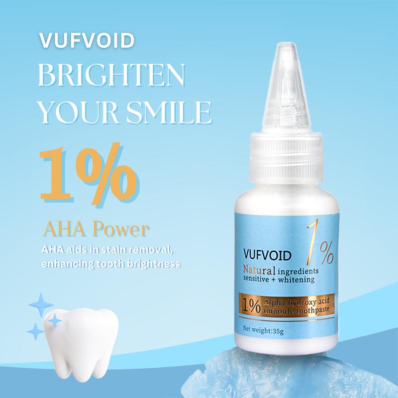 VUFVOID Alpha Hydroxy Acid Ampoule Toothpaste, 3 Tubes, Fluoride Free, Teeth Brightening, Stains Removal, Gum Protection, Sensitivity Repair, Teeth Remineralization, Oral Health Management