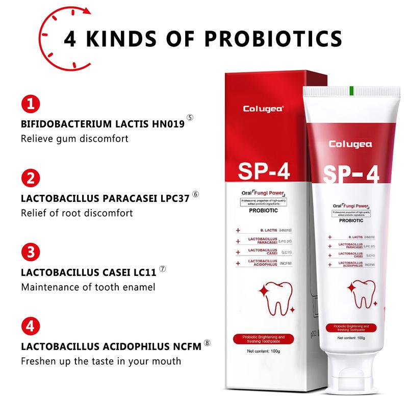 SP4-Probiotic Enhanced Teeth WhiteningToothpaste-Gentle on Gums, Removes Stains &Prevents Sensitivity-100g(3.52740z)