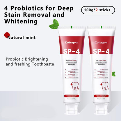 SP4-Probiotic Enhanced Teeth WhiteningToothpaste-Gentle on Gums, Removes Stains &Prevents Sensitivity-100g(3.52740z)