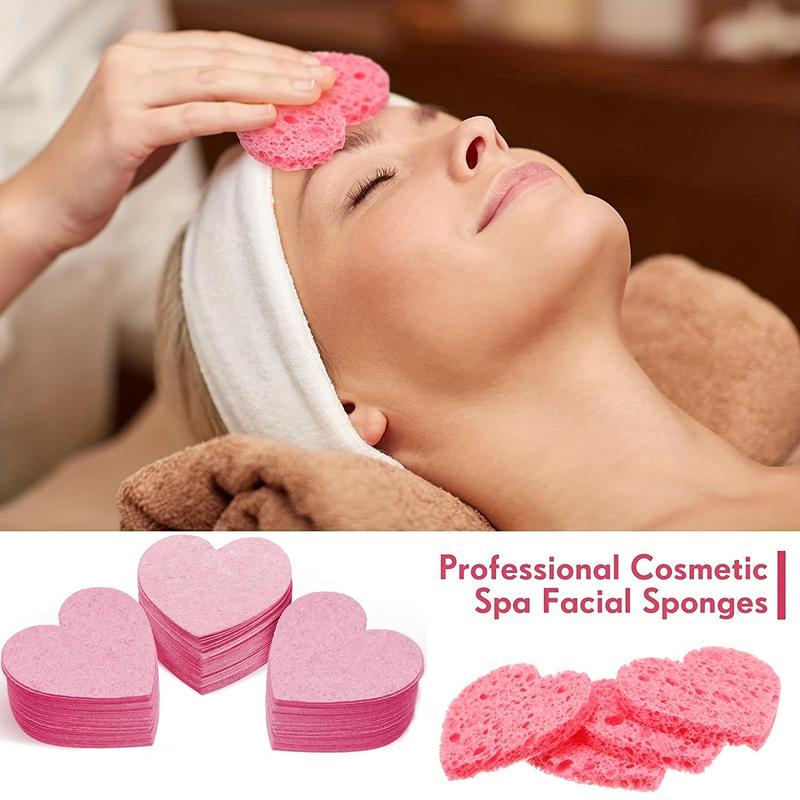 Heart Shaped Facial Cleansing Puff, Dry & Wet Use Makeup Remover Puff for Washing & Exfoliating, Professional Cosmetic Sponges, Facial Skincare Tool