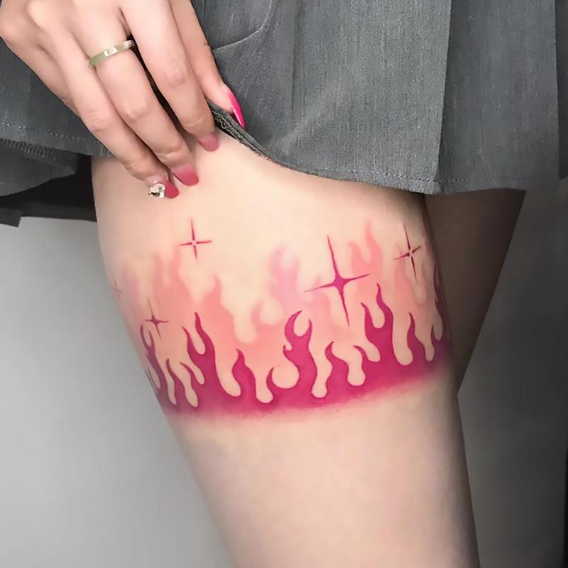 Flame Pattern Temporary Tattoo Sticker, 5pcs/set Waterproof Long Lasting Fake Tattoo Sticker, Body Art Sticker for Women & Girls