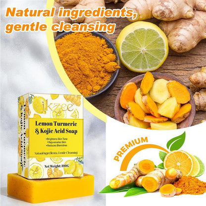 Kojic Acid & Turmeric Cleansing Pads & Facial Brightening Soap Set, 2 Counts Natural Ingredient Gentle Cleansing Soap & 60pcs Cleansing Pads, Skin Care Product for Face & Body, Skincare Products,?Back To School