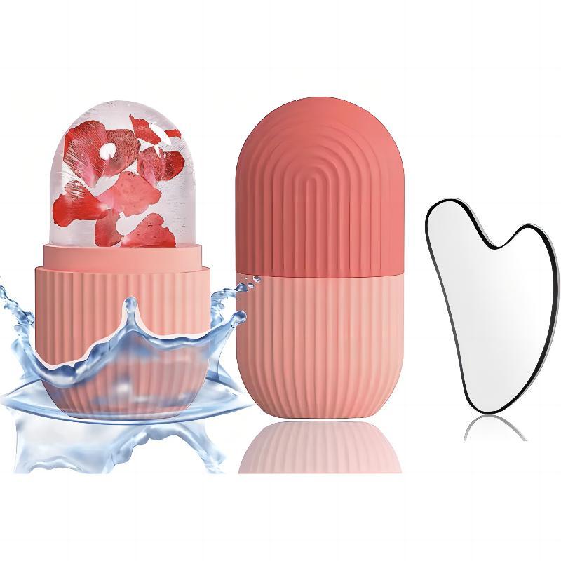 Skin Care Gifts,?Heart Shaped Gua Sha Board & Capsule Facial Ice Holder, 2pcs/set Professional Skincare Tools for Face Skincare Massage