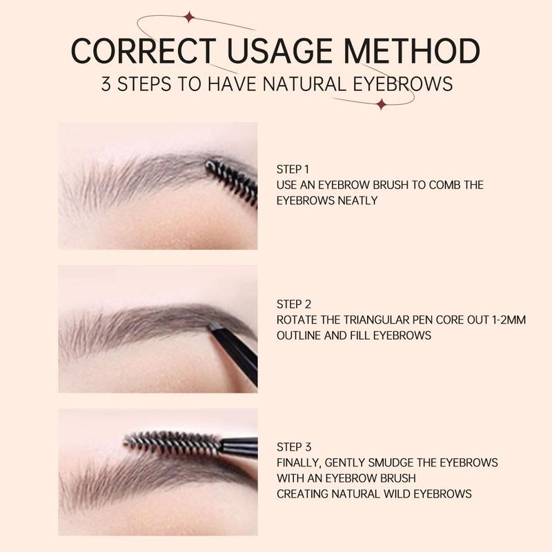 Double-ended Eyebrow Pencil, 3pcs/set Long Lasting Eyebrow Pencil, Sweat Proof High Pigmented Brow Shading & Filling Brush