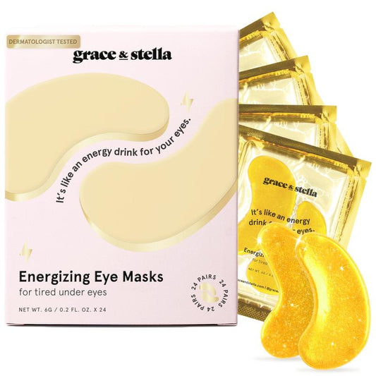 grace & stella under eye patches masks for dark circles, puffy eyes, wrinkles ( Gel Treatment Glycerin Hyaluronic acid Niacinamide Skin Care Beauty Gifts Vegan Travel Firming Revitalizing Refreshing Energizing Moisturizing Illuminating) Moisture Powder