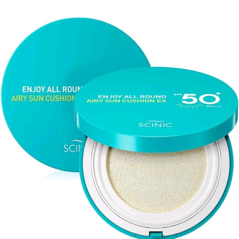 Combo of SCINIC Enjoy All Round Airy Sun Cushion EX 25g+ Super Active Airy Sun Stick SPF50+ PA++++ 0.53oz 15g