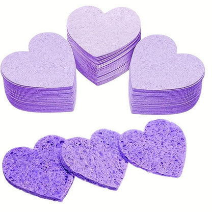 20pcs Portable Heart Shape Compressed Facial Sponge, Honeycomb Facial Cleansing Pad, Skin Friendly Cleansing Exfoliating Wood Pulp Makeup Removal Pad, Facial Cleansing Tool