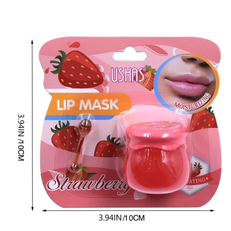 Strawberry Flavored Moisturizing Lip Mask with Stick, Sleep Overnight Hydrating Lip Mask for Lip Care, Smooths Dry Cracks Skin and Lip Wrinkles, Lip Care Products, Skin Care Products for Women Girls, Trending Products, Summer Gift