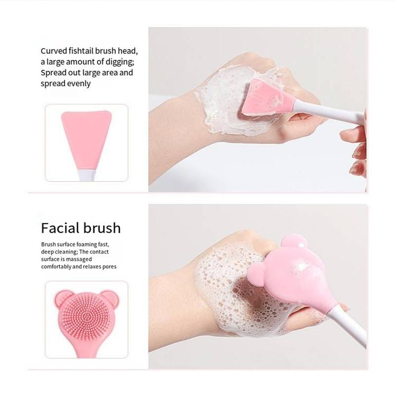 Cute Design Silicone Facial Cleansing Brush, Double-ended Face Mask Brush Applicator, Silicone Facial Pore Cleaner, Skincare Gift