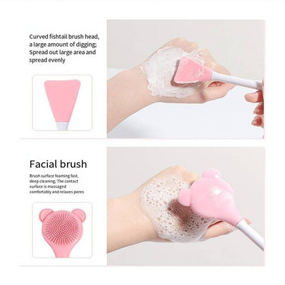 Cute Design Silicone Facial Cleansing Brush, Double-ended Face Mask Brush Applicator, Silicone Facial Pore Cleaner, Skincare Gift